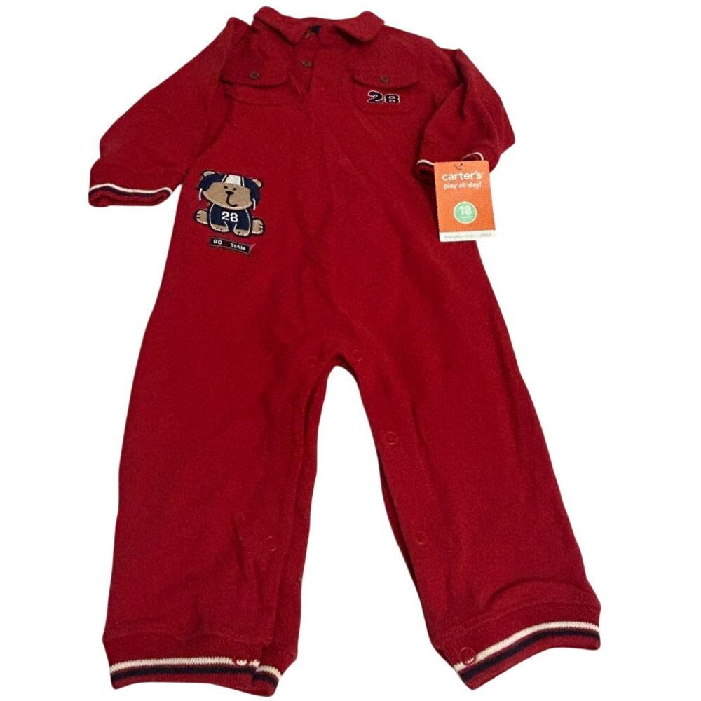 Carters 18 mth one piece romper w/football themed bear graphic NWT